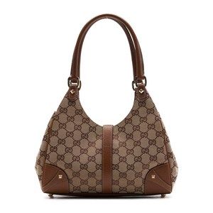 Gucci GG New Jackie Leather Shoulder Brown Bag Canvas